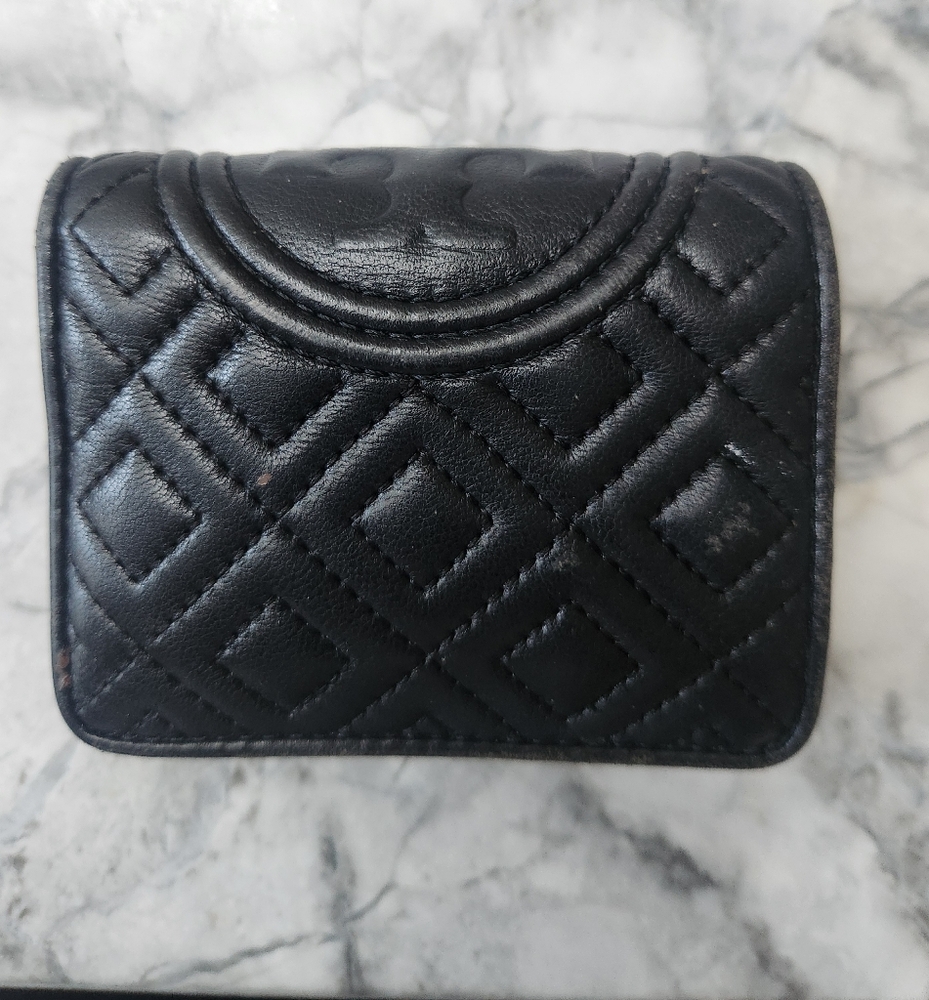 Tory Burch Fleming Leather Black Wallet